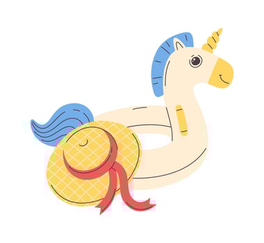 Women Hat And Unicorn Inflatable Ring vector