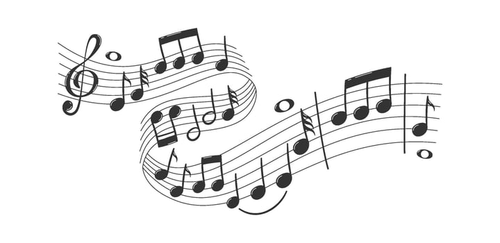 Musical Notes Flying Flat Illustration Hand Drawn Icon vector