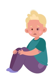 Sitting Sad Boy vector