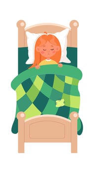 Girl Sleeping In Bed vector