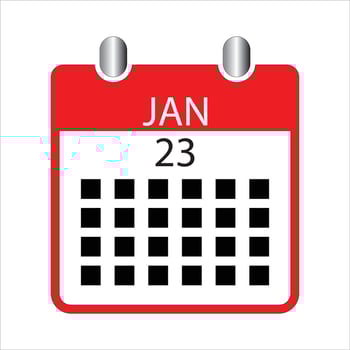 Calendar icon. Calendar deadline or event january. Calendar and highlighted date on schedule icon symbol. Simple illustration. vector