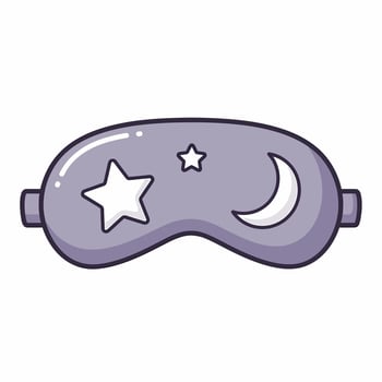 Cartoon Sleep Mask with Star and Crescent Moon Design, for Relaxation and Sleep. vector