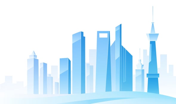 Blue city skyline illustration vector