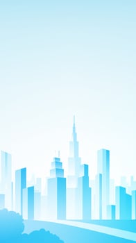 Blue city skyline silhouette illustration vector