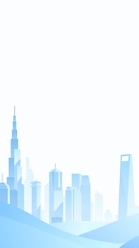 Blue city skyline silhouette vector