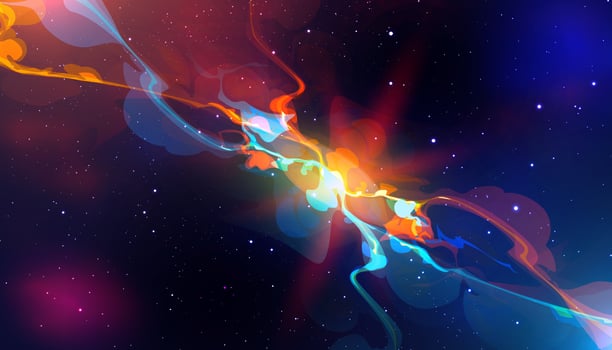 Abstract cosmic art with vibrant colors vector