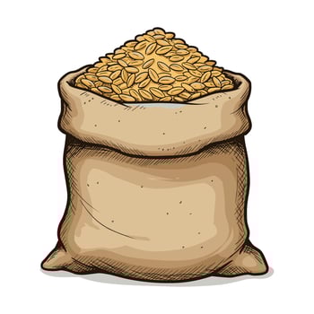 Burlap sack filled with wheat grains for storage and harvest illustration. vector