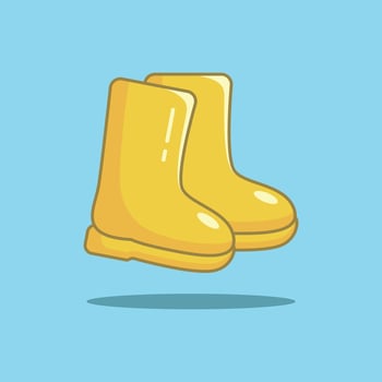 Yellow rubber rain boots illustration vector