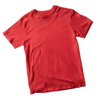 Realistic red cotton t-shirt isolated mockup template png
