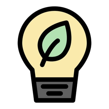 Leaf in a light bulb symbol - renewable energy, sustainability and ecology icon vector