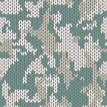 Military decorative knitted camouflage with high detail made fabric texture. Green camo seamless pattern. vector