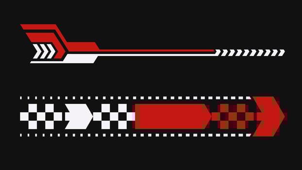 Set of simple car stripes. Car race stripes. Racing arrow sticker design. Graphic sport decal vinyl element. Automobile decoration. Racing design vector