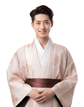 Male Korean Wearing Kimono Isolated on Transparent Background png