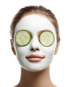 Woman Face with Facial Mask and Cucumber Slice Isolated on Transparent Background png