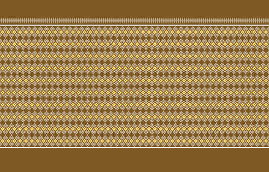 Design of white square fabric pattern alternating with floral pattern, brown background for printing vector