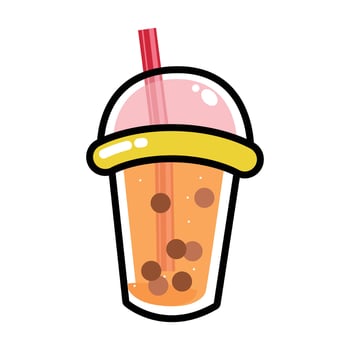 Cartoon bubble milk choco tea cups. bubble tea cups illustration vector