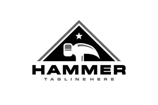 triangle hammer star logo vector