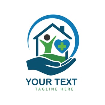 Home Care Hand and Heart Cross Medical Logo vector
