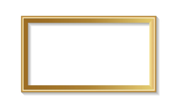 Decorative Vintage Golden Picture Frame Rectangular Illustration on White Background vector
