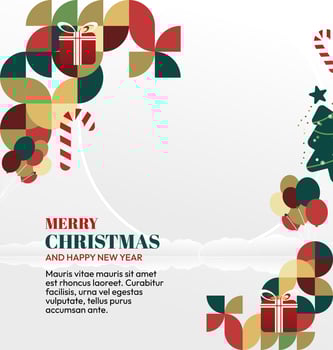 Bright geometric Christmas and New Year decorations. Perfect for creating holiday greeting cards, posts, and social media covers. vector