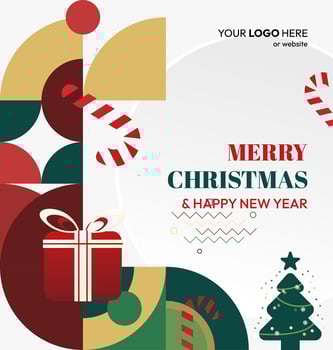 A modern, geometric Christmas and New Year template. Perfect for creating greeting cards, social media posts, and holiday decorations. vector