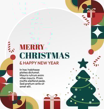 Geometric holiday designs for Christmas and New Year. Perfect for creating festive posts, cards, and online invitations. vector
