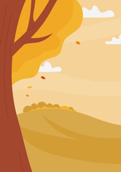 Vertical autumn landscape with copy space for text. fall background for flyer, banner, or greeting card vector