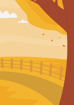Fall background with autumn landscape and copy space for text. illustration for flyer, banner, or greeting card vector