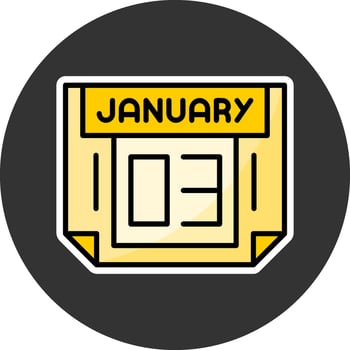 3 January Grey Circle Icon vector