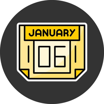 6 January Grey Circle Icon vector