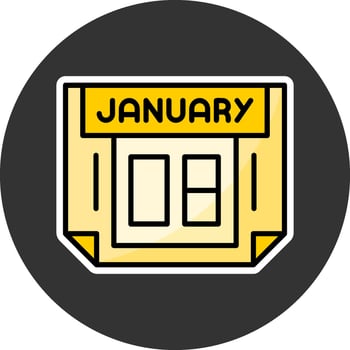 8 January Grey Circle Icon vector
