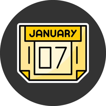 7 January Grey Circle Icon vector