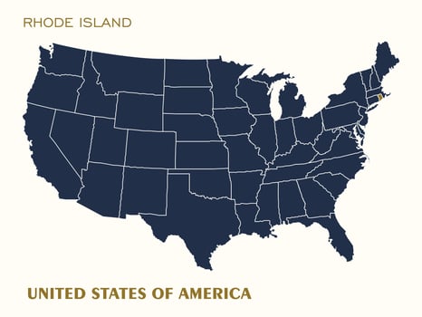 USA Map Highlighting Rhode Island vector
