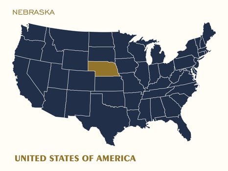 USA Map Highlighting Nebraska vector