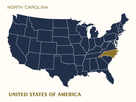 USA Map Highlighting North Carolina vector