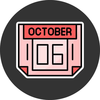 6 October Grey Circle Icon vector