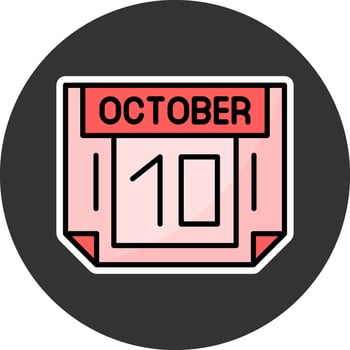 10 October Grey Circle Icon vector