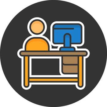 Employment Office Minimal Filled Circle Icon vector