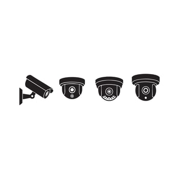 Security camera icons silhouette isolated on white background vector