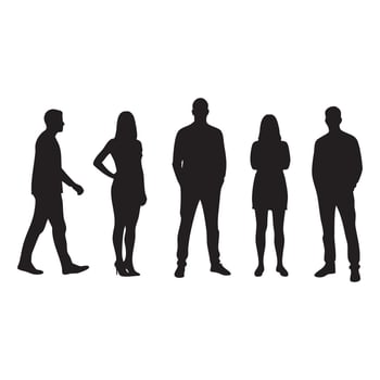 Group of people silhouette isolated on white background vector