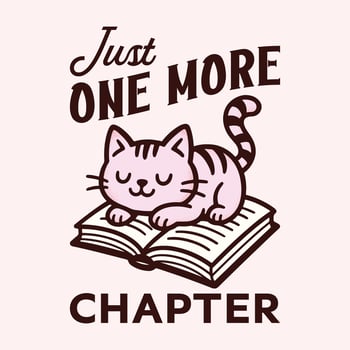 Just one more chapter. The cat is reading a book, illustration t shirt design vector