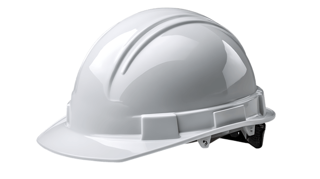 White hard hat safety helmet isolated on transparent background png