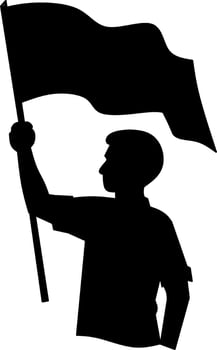 Man Silhouette Holding a Flag from Side View for Protest or Celebration vector