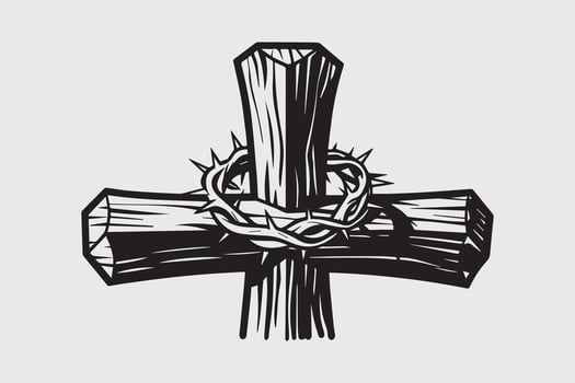 christian cross black illustration vector
