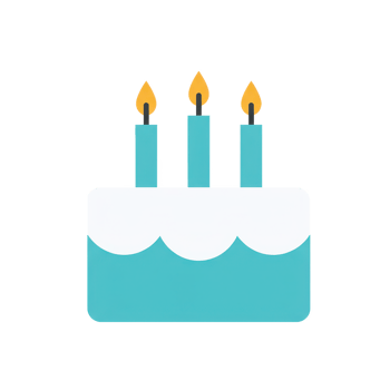Illustration of a birthday cake with three lit candles, symbolizing birthday celebration, party fun, and festive sweets. png