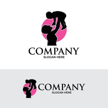 Mother and baby logo design vector