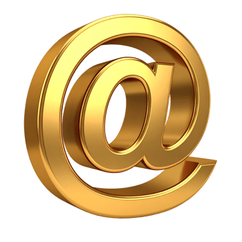 Golden at symbol, digitally rendered isolated on a transparent background. png