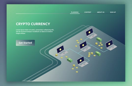 Digital illustration of cryptocurrency concept vector