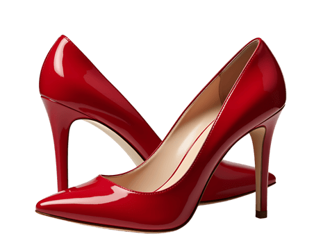 Glossy Red Patent Leather Stiletto Heel Pumps On A Transparent Background Red Heels png