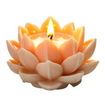 Decorative Lotus Candle with Flame for Meditation png